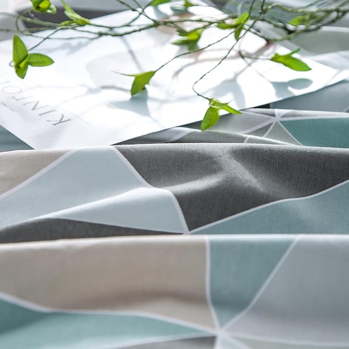 mixinni Full Comforter Set for Men Boys Simple Style Modern Geometric Colorful Triangle Patterned Comforter for All Season, 1 Fluffy Comforter and 2 Pillow Shams-Full Size