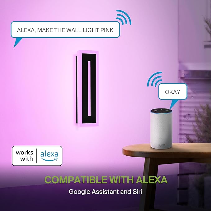 ASD LED 18" Long Wall Mount Light Fixture, Outdoor & Indoor Linear Sconce | RGBW, Smart, Waterproof, Anti-Rust, ETL Listed | 20W 950LM 2700-6500K 100-277V | Exterior Porch Lighting | Black, 2 Pack