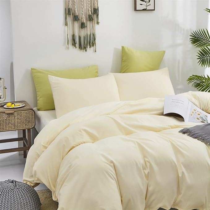 Cottonight Ivory Comforter Set Queen Beige White Bedding Comforter Set Full Off White Solid Blanket Quilts Cotton Modern Soft Breathable Modern Simple Ivory Bedding Set for Women Men Queen Bed