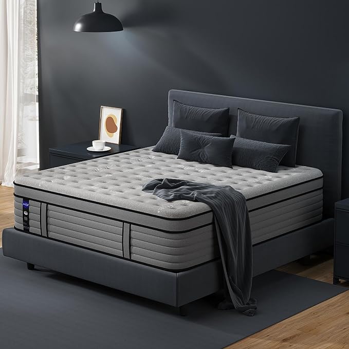 DIFAME 14 Inch California King Mattress, Firm Hybrid Mattress Cal King in a Box with Gel Memory Foam, Individually Pocket Spring, Breathable & Cooling Fabric, Pressure & Back Pain Relief, Edge Support