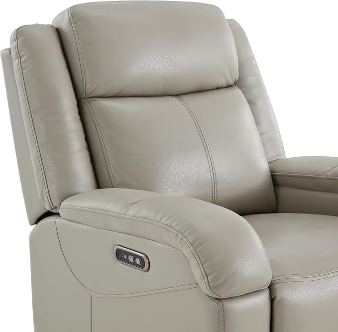 Watson & Whitely Genuine Leather Power Recliner Chairs for Adults, Wall Hugger RV Recliner with Power Headrest & Charging Ports, Electric Recliner Sofa Chair for Living Room, Grey