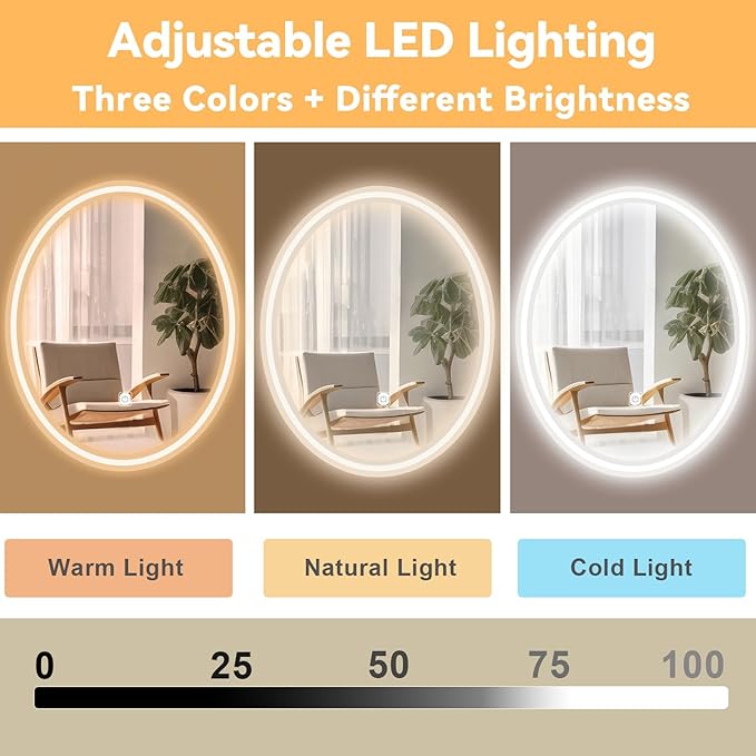 YOURLITE Makeup Vanity Desk with Lights, Small Vanity with 4 Drawers for Small Spaces, Dressing Table Set 3 Colors Adjustable Lighting Brightness Mirror