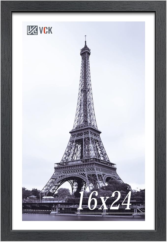 VCK 16x24 Poster Frames, Black Solid Wood Picture Frame, Textured Exclusive Wall Gallery Frame