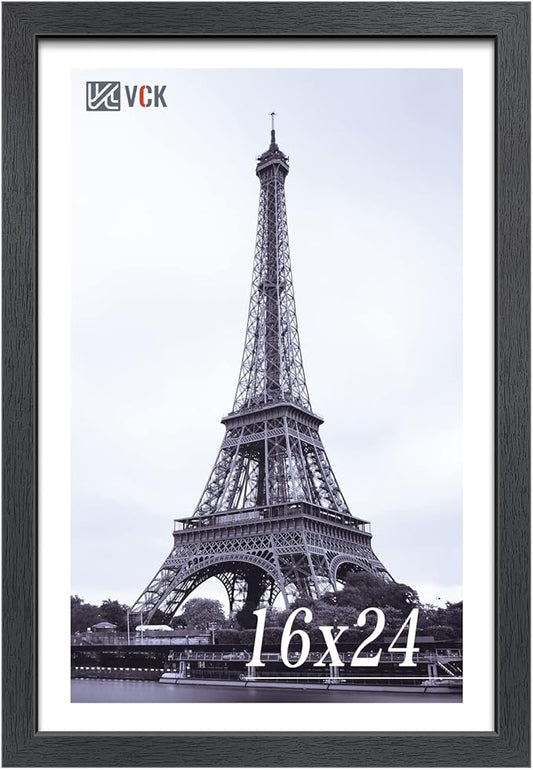 VCK 16x24 Poster Frames, Black Solid Wood Picture Frame, Textured Exclusive Wall Gallery Frame