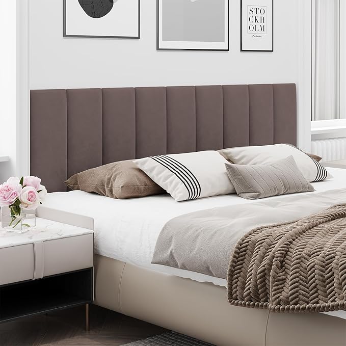 Upholstered Headboard for King Size Bed, Wall Mounted & Peel and Stick Headboard, Soundproof DIY Wall Panels, Leather Head Board in Modern Design for Bedroom (12 Panels, Each 23.62"x9.84"