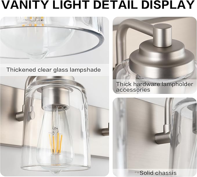 Solfart Brushed Nickel Bathroom Vanity Light Fixture 4 Lights Above Mirror