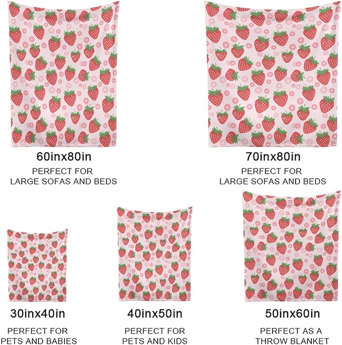 Strawberry Pink Flower Dog Wearable Fleece Pet Throw Blanket for Couch Car Bed Crate, Soft Cozy Baby Girl Boy Blanket 30x40 in