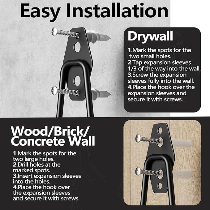 Garage Storage Hooks, 12 Pack Steel Heavy Duty Wall Mount Hooks for Hanging Bike, Ladder, Garden Tools