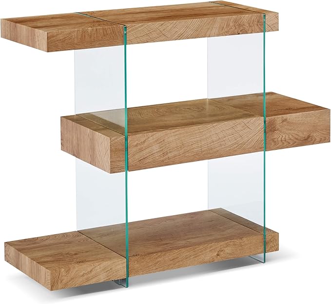 ivinta Glass Console Table with Storage Shelves, 3-Tier Modern Narrow Entryway Table with Hidden Drawer for Living Room Hallway or Entrance, 5104 (Brown, 39")