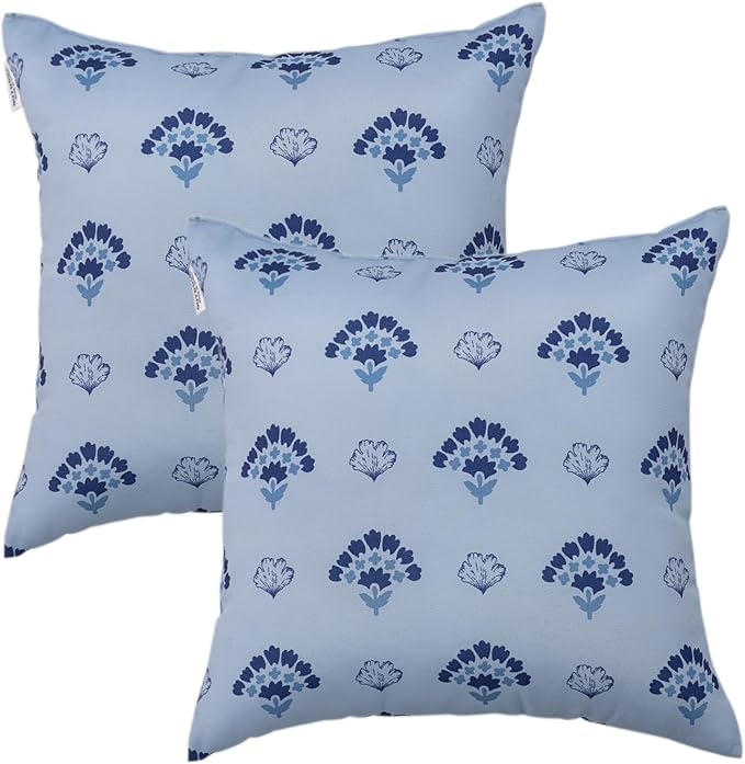 Outdoor Pillows, Pack of 2 Waterproof Decorative Throw Pillows with Inserts, 18”x18” Square Pillows for Bed, Couch, Sofa and Patio Furniture