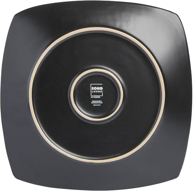 Gibson Elite Soho Lounge Square Reactive Glaze Stoneware Dinnerware Set, Service for 4 (16pc), Eclipse