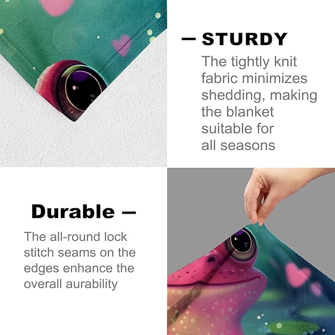 Frog Blanket for Women Men Adults, Flannel Frog Blankets Gifts, Frog with Love Heart Throw Blanket for Sofa Couch Bed Living Room Soft Warm Cozy Frog Decor 40" x 50"