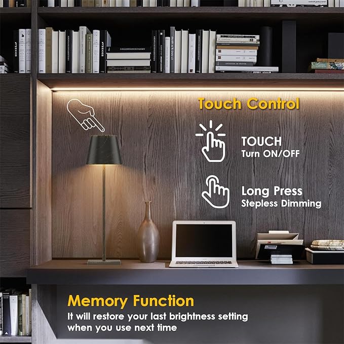 2-Pack Rechargeable Table Lamps LED Cordless Table Lamp 3W 5500mAh Battery Operated Table Light Stepless Dimmable Portable Desk Lamp for Restaurant/Table/Bedroom/Outdoor (Copper)