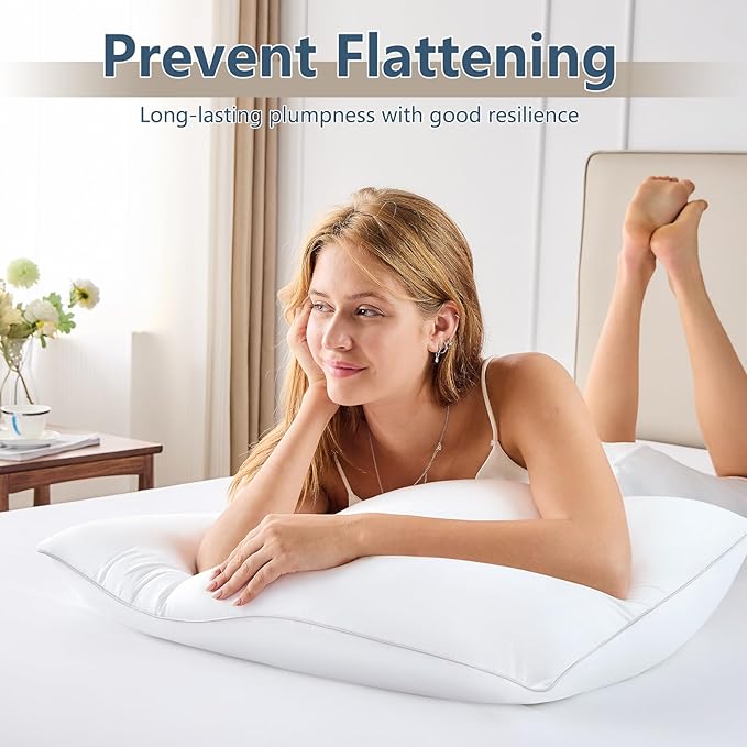 CozyLux Pillows Queen Size Set of 4, Hotel Quality Bed Pillows for Sleeping 4 Pack, Cooling Pillows for Side Back and Stomach Sleepers, Down Alternative Luxury Soft Supportive Fluffy Pillows (18x28)