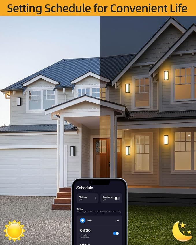 RAYVO Outdoor Wall Lights 2 Pack, 1500LM RGBCW Smart Porch Lights Color Changing Exterior Lighting Fixtures, IP65 Waterproof Outdoor Sconce Lights, Compatible with Alexa Google Assistant, ETL Listed