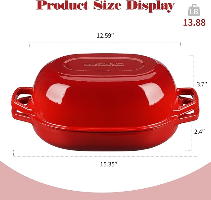 Enameled Cast Iron Dutch Oven Pot with Lid, Oval Dutch Oven for Bread Baking, Bread Oven for Homemade Sourdough Bread Baking, 7qt, Red