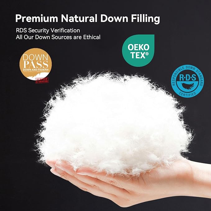 Goose Feather Down Comforter King Size,100% Organic Cotton Duvet Insert,All-Season Luxury Duvet Insert with Baffle Box Design, 750+Fill Power Hotel Collection Bedding Comforter