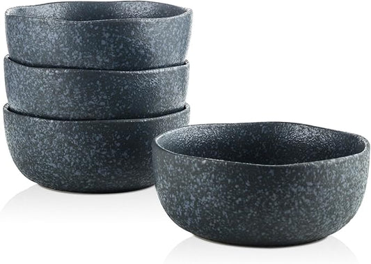 Stone Lain Stoneware Dish Set, 4 Bowls, Tom - Gray and Blue