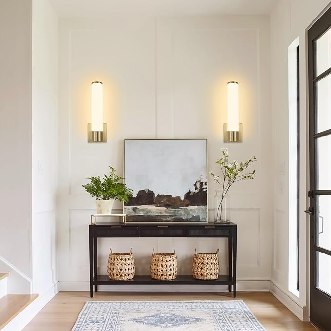 Kalium 14in Modern Wall Sconces, Dimmable Bathroom Vanity Lights,3000K Warm White LED Indoor Sconces Lighting for Bathroom, Stairs, Living Room, Bedroom. Hardwired.