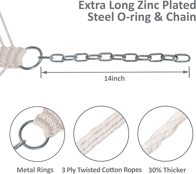 SUNCREAT Double Tree Hammock with Hardwood Spreader Bar, Extra Large Soft Pillow, Heavy Duty Hanging Hammock for Indoor, Outdoor, Blue Pattern