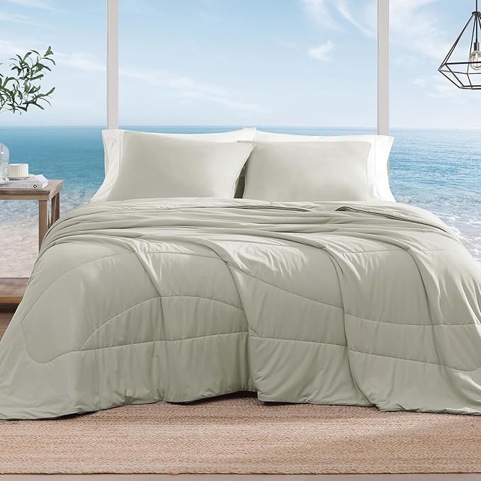 Monbix ChillChilla Cooling Comforter King Size-3 Pieces Cooling Blankets for Hot Sleepers and Night Sweats, Double-Sided Summer King Size Comforter Set, Breathable Lightweight Blanket Grey