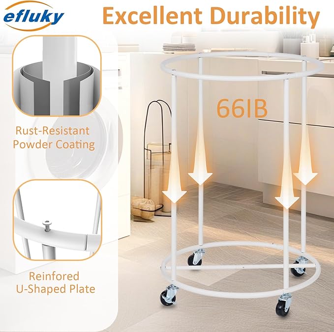 efluky 150L Laundry Basket with Wheels, Large Rolling Laundry Hampers with Handles for Bathroom, Bedroom & Laundry Room, Black