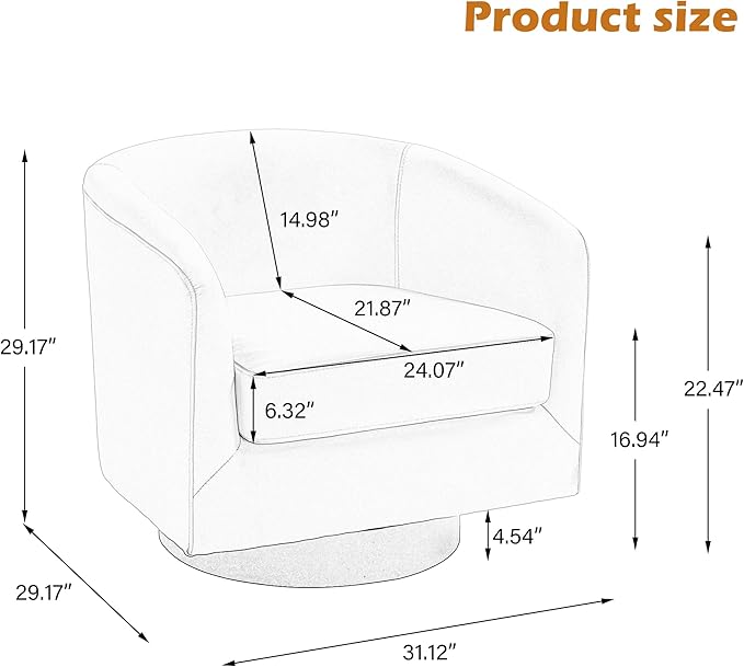 UIXE 360° Swivel Barrel Accent Chair Armchair, PU Leather Round Club Arm Chair for Lving Room, Modern Upholstered Small Bedroom Single Sofa Seat - Brown, Set of 2