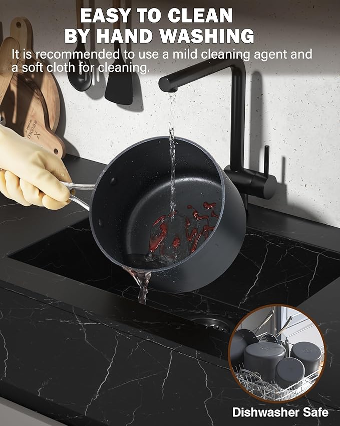 Cooks Standard 3-Quart Hard Anodized Nonstick Saucepan with Lid, Black,NC-00342