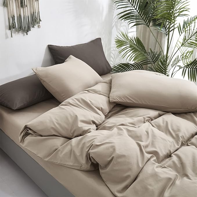 Cottonight Khaki Comforter Set King Cream Coffee Bedding Comforter Set Cream Solid Blanket Quilts Solid Modern Soft Breathable Taupe 3 Piece Light Coffee Bedding Set Women Men King Bed