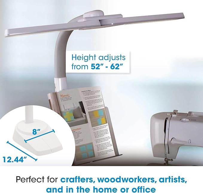 OttLite Dual Shade LED Standing Floor Lamp with Adjustable Stand - Wide Range of Illumination with Built-in 2.1A USB Charging Port and Flexible Neck - 4 Brightness Settings for Reading & Studying