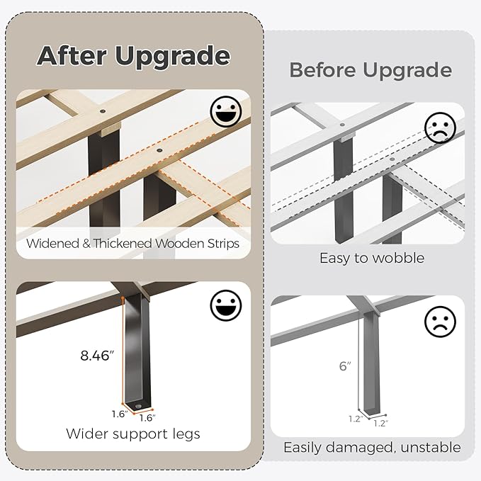 Casaottima Queen Bed Frame, Velvet Upholstered Platform Bed with Headboard, Strong Wooden Slats Support, Noise-Free Mattress Foundation, No Box Spring Needed, Easy Assembly,Vertical Stripe Smoky Grey