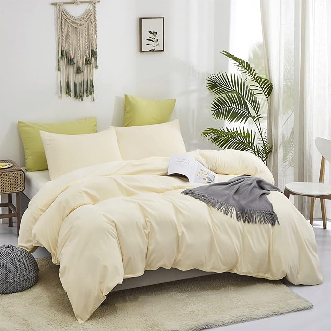 Luxlovery Ivory White Comforter Set California King Cream White Bedding Comforter Cal King Solid Beige Minimalist Bedding Set Soft Breathable Blanket Quilts Modern Comforter Set