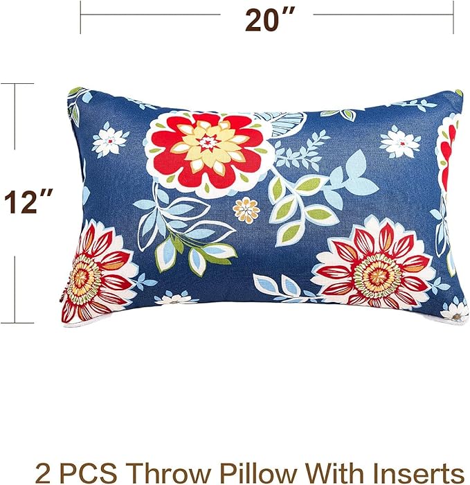 JMGBird Outdoor Pillows Waterproof Set of 2 Outdoor Throw Pillows with Insert Included 12×20 Inch Outdoor Lumbar Pillows for Patio Furniture