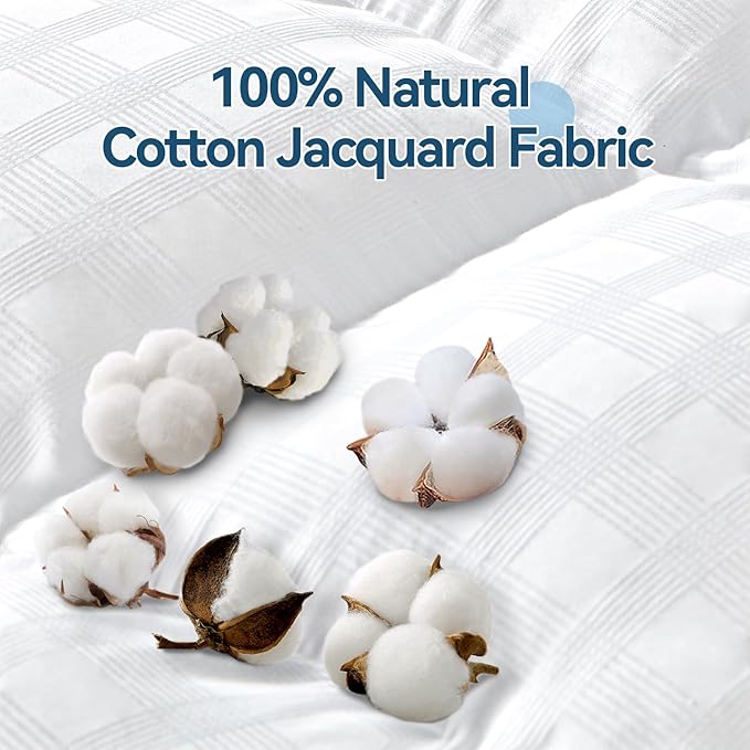 ABENE Mattress Topper for Back Pain Relief, Extra Thick Mattress Pad Pillowtop, Soft Cotton Cover with 8"-21" Deep Pocket, 1300gsm Overfilled Down Alternative Filling (Cotton White, Full)