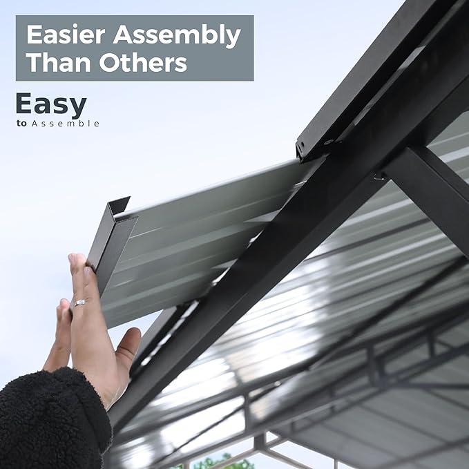 GREEN PARTY 10 x 20 ft Metal Carport Kits with Galvanized Steel Roof, Heavy Duty Metal Carport Canopy, Outdoor Car Tent Metal Garage Shelter for Car, SUV, Truck and Boats, Grey