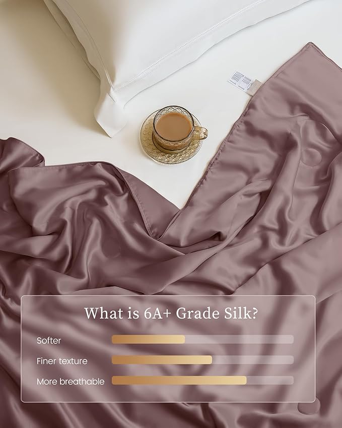 THXSILK Silk Blanket, 100% Mulberry Silk Cooling Throw, Soft and Lightweight Blanket for Bedroom, Sofa, Travel, All-Season (Purple, King)