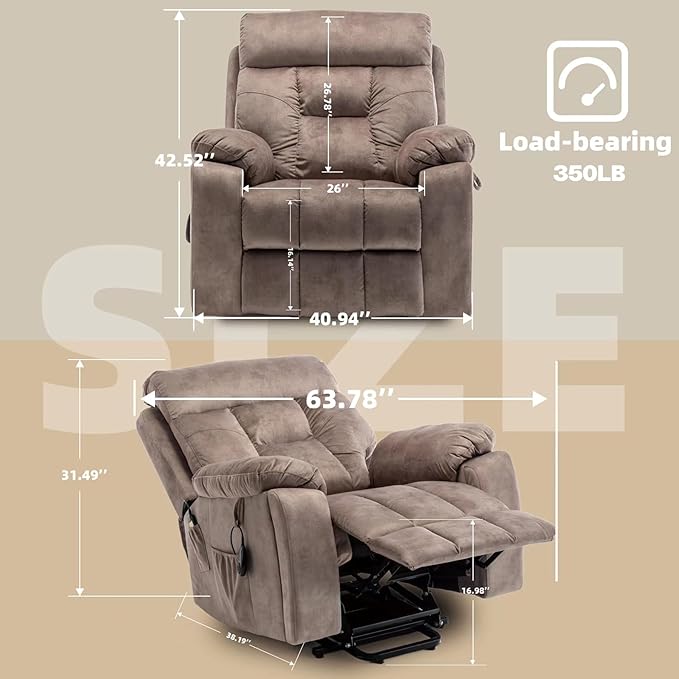 Lazy boy Recliner Chair with Cupholder/Power Lift Recliner Chair for Elderly， Electric Recliner/Big and Tall Recliners for People Up to 6'2"/350lb Range