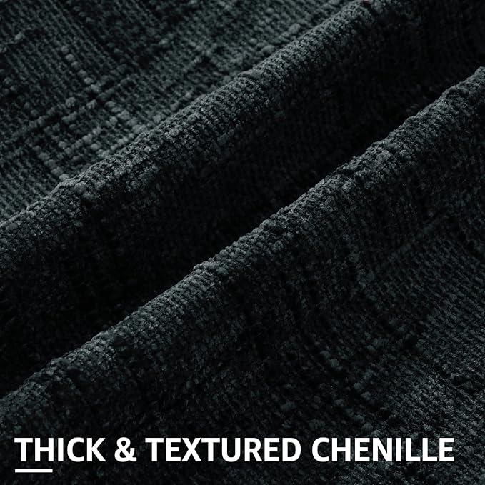 decorUhome Black Chenille Throw Pillow Covers 16x16 Set of 2 Thick Textured Slubby Couch Pillow Covers Farmhouse Accent Modern Neutral Decorative Pillow Cases for Bed Sofa Living Room