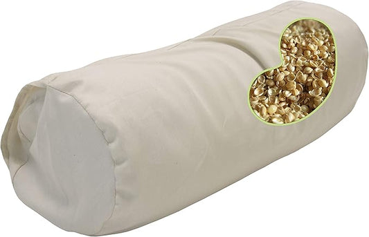 Bean Products WheatDreamz Neck Roll Pillow + Natural Case - 100% Organic Cotton - Filled with Organic Millet - 5" x 14"+case