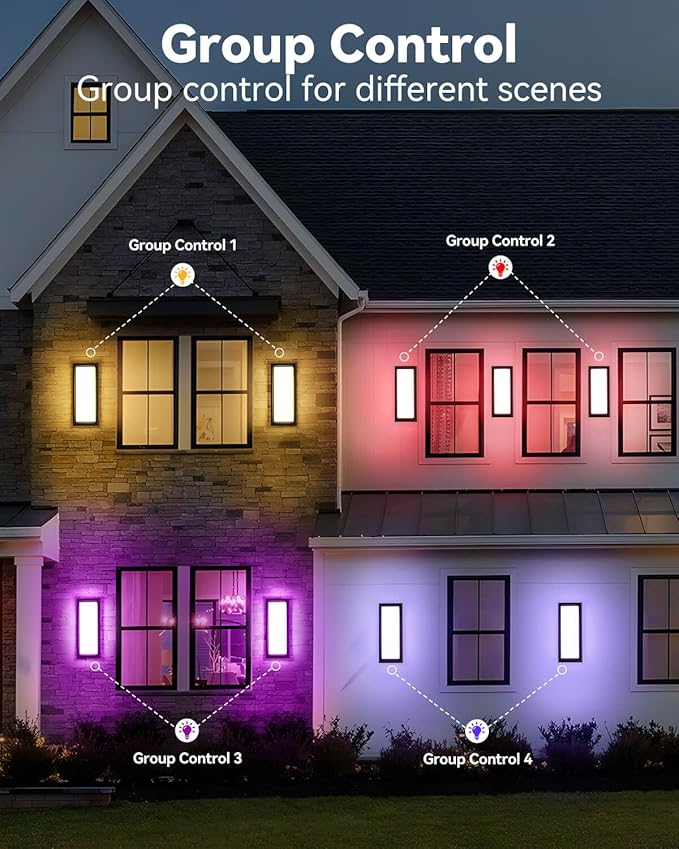 SHIMR Outdoor Wall Lights, 1500LM Smart Porch Lights RGBCW Outdoor Light Fixture, Wi-Fi Control Color Changing Exterior Sconce IP65 Waterproof Antirust, Works with Alexa Google Assistant [ETL Listed]
