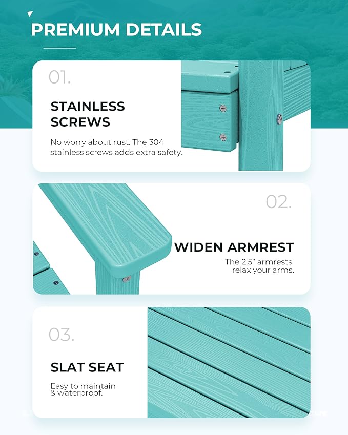 SERWALL 7-Piece Patio Table Set, Outdoor HDPE Dining Furniture with Umbrella Hole, All Weather Table and Chairs for Lawn, Garden, Poolside, Aruba