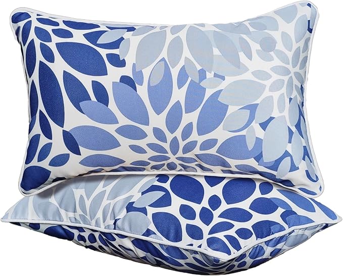 Outdoor Lumbar Pillows - Decorative Pillows with Insert Included Set of 2 Outdoor Pillows for Patio Furniture 12x20 Inch