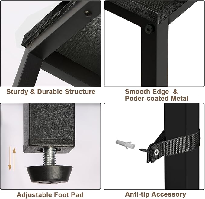 Narrow Console Table, 39.4” Sofa Table with Adjustable Shelf, 2-Tier Long Skinny Table for Hallway, Entryway, Living Room, Foyer, Black