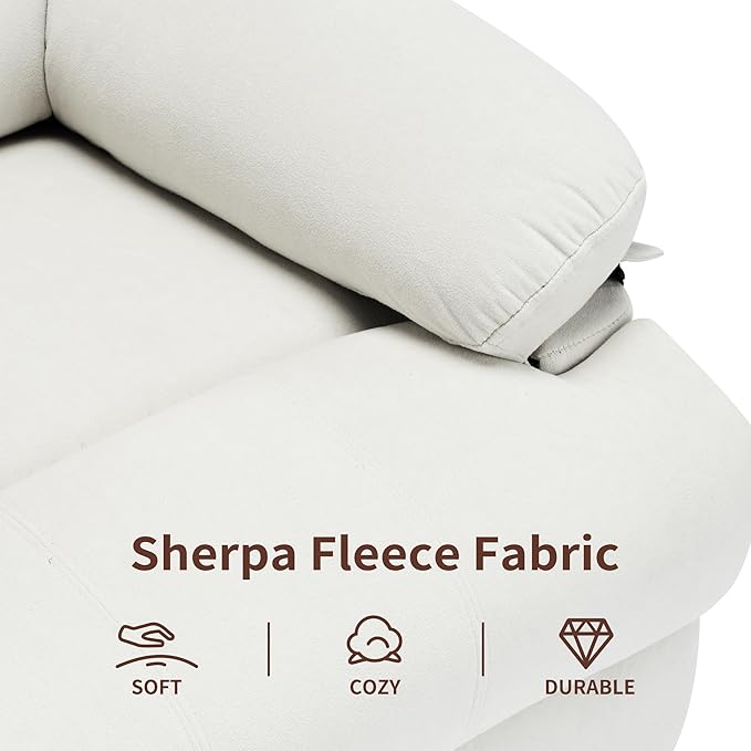 Swivel Rocking Recliner Chair for Adults, Overstuffed Manual Rocker Nursery Recliner Glider, Upholstered Fabric Reclining Single Sofa Chair for Living Room (Beige)