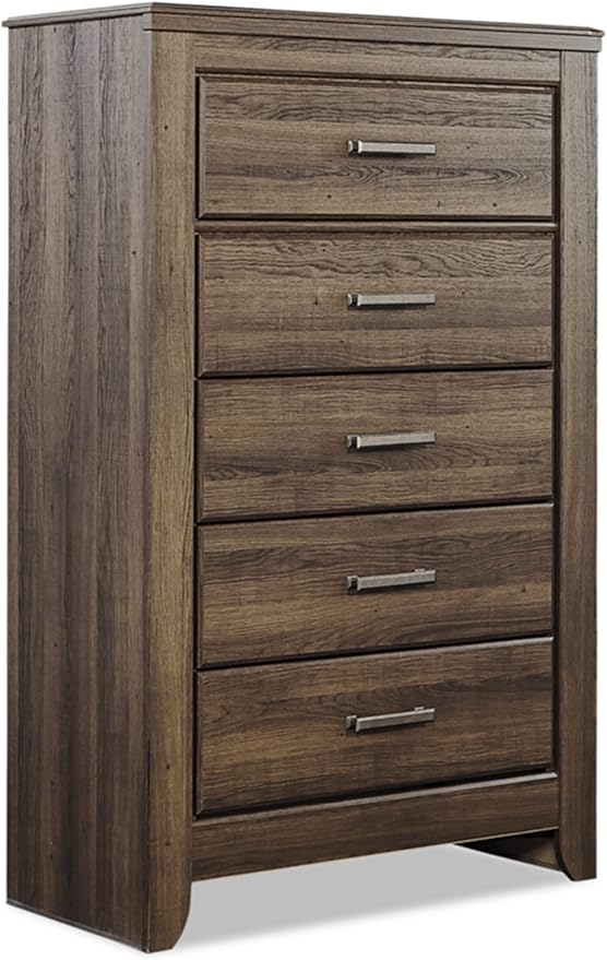 Signature Design by Ashley Juararo Rustic 5 Drawer Chest of Drawers, Aged Dark Brown