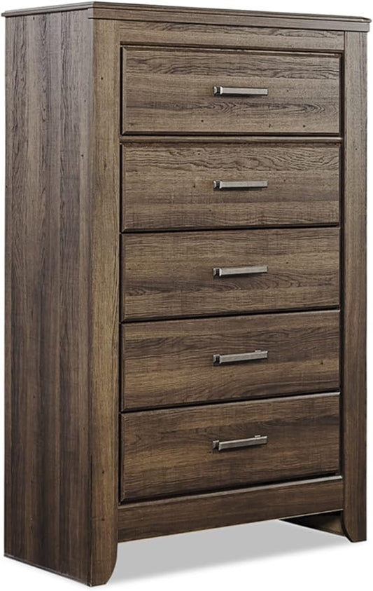 Signature Design by Ashley Juararo Rustic 5 Drawer Chest of Drawers, Aged Dark Brown