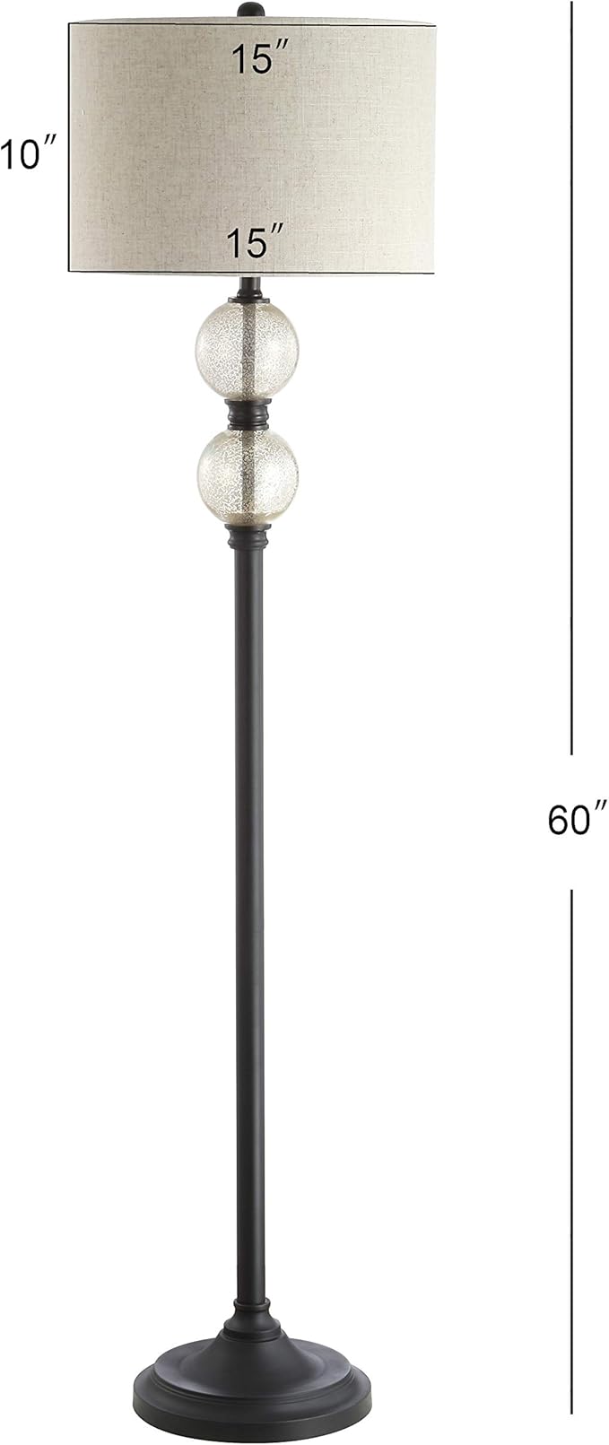 JONATHAN Y JYL1016A January 60" Glass/Metal LED Floor Lamp, Traditional, Elegant, Office, Living Room, Family Room, Dining Room, Bedroom, Hallway, Foyer, Mercury Glass/Oil Rubbed Bronze