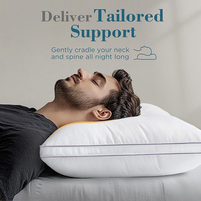 viewstar King Size Pillows Set of 2, Hotel Quality Cooling Down Alternative Gusseted Bed Pillows for Side, Back, or Stomach Sleepers, White, 19" x 33"