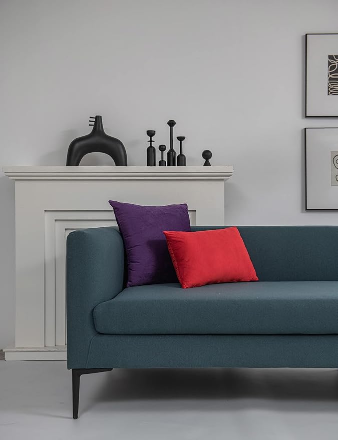 DEZENE Throw Pillow Covers 12x20 Red: 2 Pack Cozy Soft Velvet Rectangular Decorative Pillow Cases for Farmhouse Home Decor