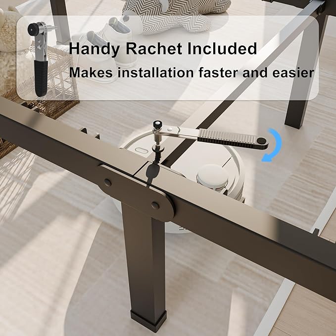 14 inch Twin XL Bed Frame with Rounded Corner Legs and Headboard Hole Mattress Slide Stopper 3500 LBS Heavy Duty Support Metal Platform,No Box Spring Needed, Noise Free,Easy Assembly